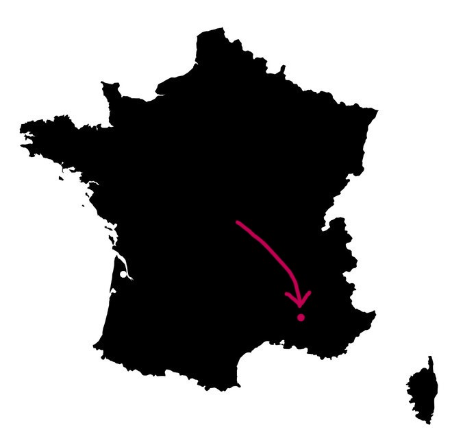 Carte de France situant l'appellation d'origine contrôlée viticole Vacqueyras